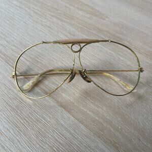 Vintage B&L Ray-Ban Bullet Hole Shooter Aviator Sunglasses FRAMES ONLY Gold